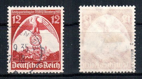Briefmarke Deutsches Reich Plattenfehler Mi. Nr. 587 X I o / geprüft