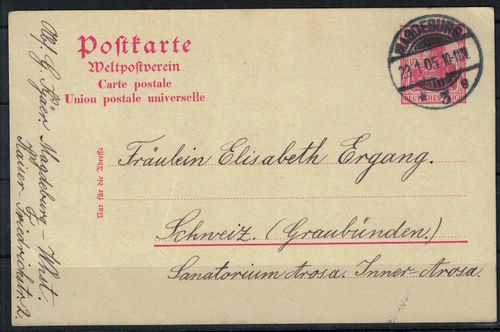 Ganzsache Deutsches Reich Mi. Nr. P 59 o in die Schweiz