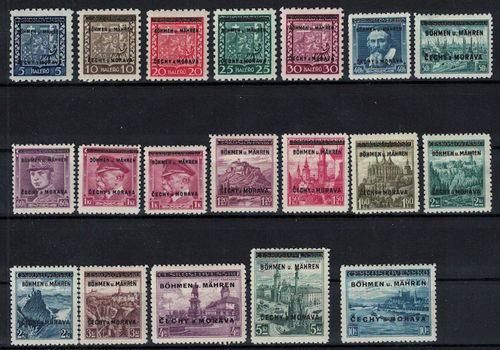 DR Briefmarken Böhmen & Mähren Mi.Nr. 1* - 19 *