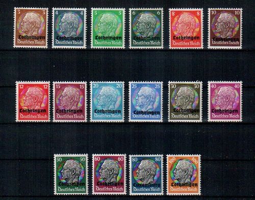 Deutsche Besetzungungsausgabe - Briefmarken Lothringen Michel Nr. 1-16 ** postfrisch