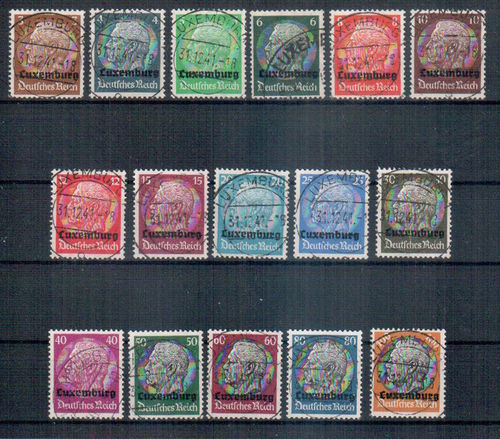 Deutsche Besetzungungsausgabe - Briefmarken Luxemburg Michel Nr. 1-16 o gestempelt