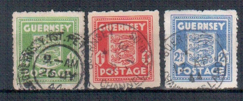 Deutsche Besetzungungsausgabe - Briefmarken Guernsey Michel Nr. 1-3 ° gestempelt