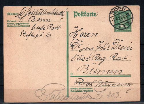 Ganzsache Deutsches Reich Mi. Nr. P 170 o