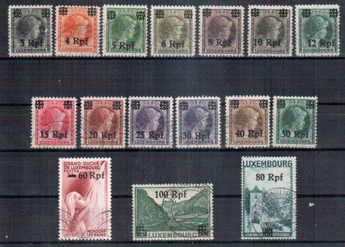 Deutsche Besetzungungsausgabe - Briefmarken Luxemburg Michel Nr. 17- 32  o
