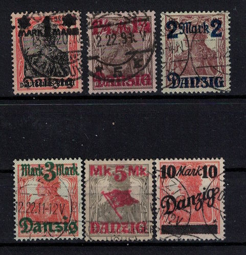 Briefmarken Freie Stadt Danzig Nr. 26 - 31 gestempelt