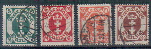 Briefmarken Freie Stadt Danzig Nr. 108 - 111 gestempelt