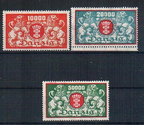 Briefmarken Freie Stadt Danzig Nr. 147 - 149 postfrisch