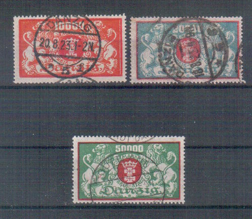 Briefmarken Freie Stadt Danzig Nr. 147 - 149 gestempelt