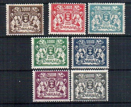 Briefmarken Freie Stadt Danzig Nr. 151 - 157 postfrisch