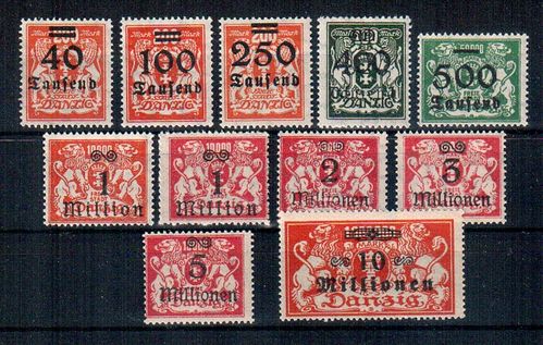 Briefmarken Freie Stadt Danzig Nr. 158 - 168 postfrisch