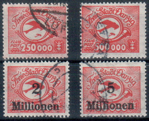 Briefmarken Freie Stadt Danzig Nr. 177 - 180 gestempelt