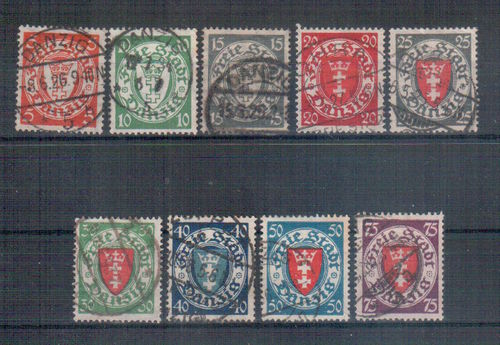 Briefmarken Freie Stadt Danzig Nr. 193 - 201 gestempelt