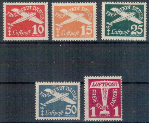 Briefmarken Freie Stadt Danzig Nr. 251 - 255 postfrisch