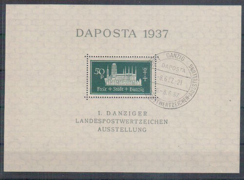 Briefmarkenblock 2 b Freie Stadt Danzig Mi. Nr. 271 b / o