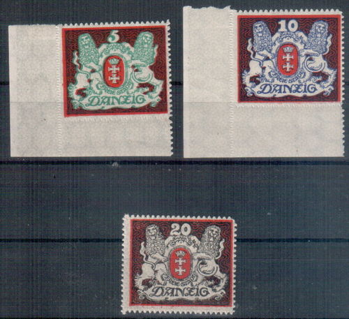 Briefmarken Freie Stadt Danzig Nr. 87 - 89 postfrisch