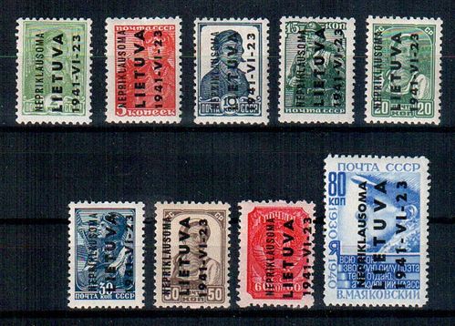 Deutsche Besetzungungsausgabe - Briefmarken Litauen Michel Nr. 1-9 ** postfrisch