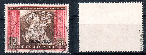 Briefmarke Deutsches Reich Plattenfehler Mi. Nr. 825 I  o / geprüft