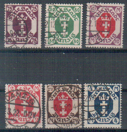 Briefmarken Freie Stadt Danzig Nr. 93 - 98 gestempelt