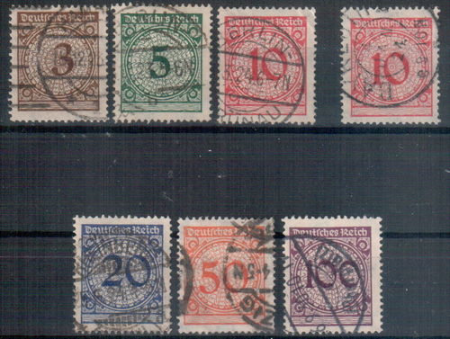 Briefmarken Deutsches Reich Mi. Nr. 338 - 343 o Sprung im KD
