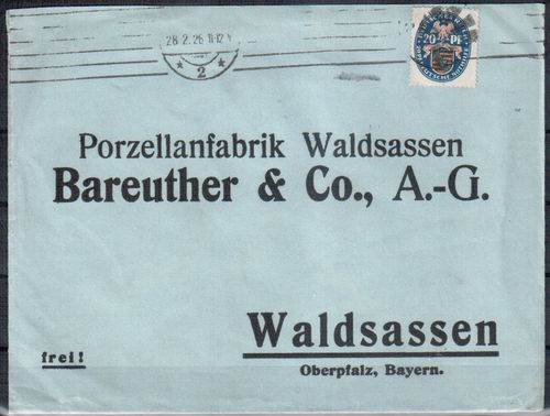 Ortsbrief Deutsches Reich Mi. Nr. 377 EF