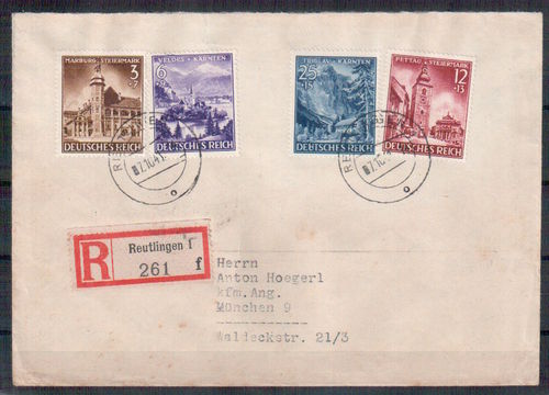 R-Fernbrief Deutsches Reich MI.Nr.: 806 MIF
