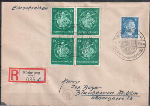 R-Fernbrief Deutsches Reich MI.Nr.: 896 MIF