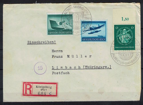 R-Fernbrief Deutsches Reich MI.Nr.: 881 MIF