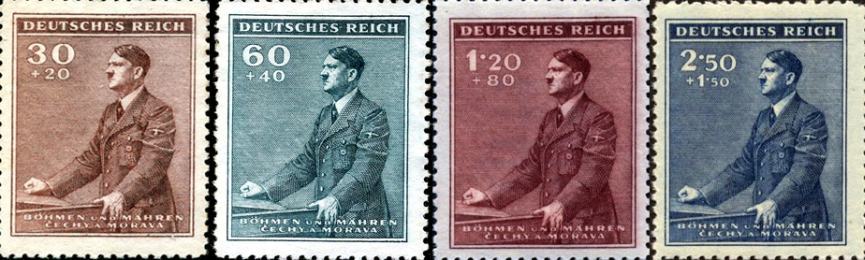 1942-Briefmarken-Boehmen-und-Maehren-Michel-85-86-Adolf-Hitler