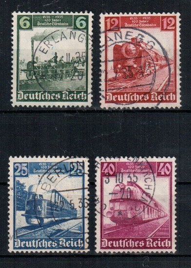 Briefmarken-Deutsches-Reich-580-583-100-Jahre-Eisenbahn